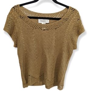 Jones Wear Short Sleeve Crochet Sweater, Sz L